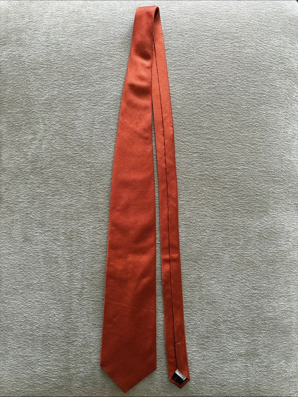 Paul Fredrick Burnt Orange Textured Grid Silk Tie Necktie